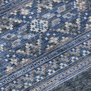 HomeRoots 5' X 8' Navy Blue & Ivory Southwestern Area Rug – Washable, UV Protected, Stain Resistant for Homes 657427