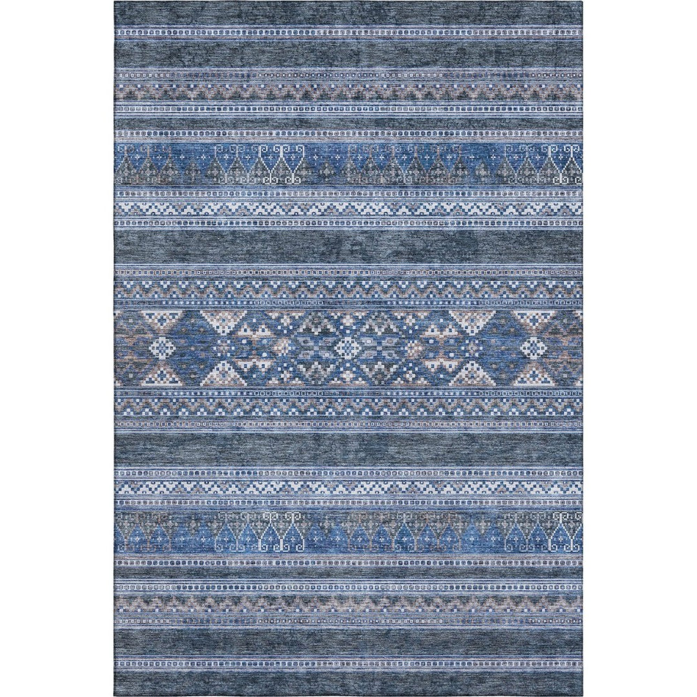 HomeRoots 10' X 14' Navy Blue & Ivory Southwestern Area Rug - Washable, UV-Protected, Durable & Stylish Design 657431