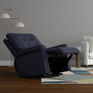 English Elm Velour Lugano Indigo Power Lift Chair with USB, Dual Pockets, Full Recline & Quiet Lift Mechanism B339P409525