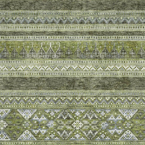 HomeRoots 8' X 10' Olive Green Gray Ivory Southwestern Area Rug - Durable, Washable, UV-Protected Design 657435