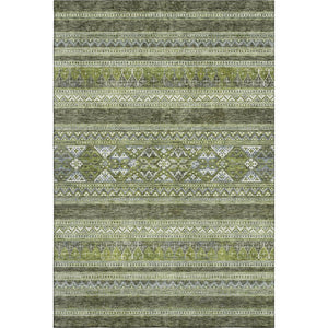 HomeRoots 8' X 10' Olive Green Gray Ivory Southwestern Area Rug - Durable, Washable, UV-Protected Design 657435