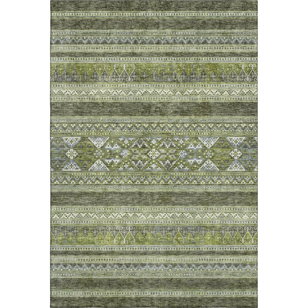 HomeRoots 8' X 10' Olive Green Gray Ivory Southwestern Area Rug - Durable, Washable, UV-Protected Design 657435