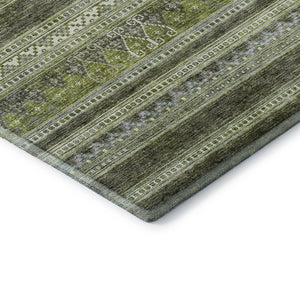 HomeRoots 8' X 10' Olive Green Gray Ivory Southwestern Area Rug - Durable, Washable, UV-Protected Design 657435