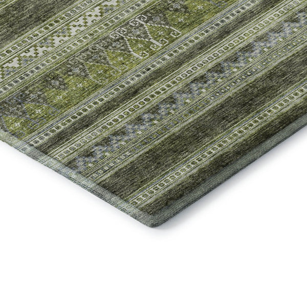 HomeRoots 8' X 10' Olive Green Gray Ivory Southwestern Area Rug - Durable, Washable, UV-Protected Design 657435