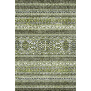 HomeRoots 8' X 10' Olive Green Gray Ivory Southwestern Area Rug - Durable, Washable, UV-Protected Design 657435