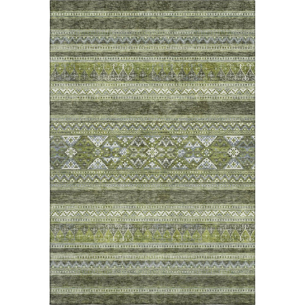 HomeRoots 10' X 14' Olive Green Gray Ivory Southwestern Area Rug – Washable, UV Protected, Durable & Stylish! 657437