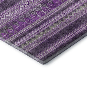 HomeRoots 8' Purple and Ivory Southwestern Washable Round Rug - UV Protected, Stain Resistant, Stylish Comfort 657440