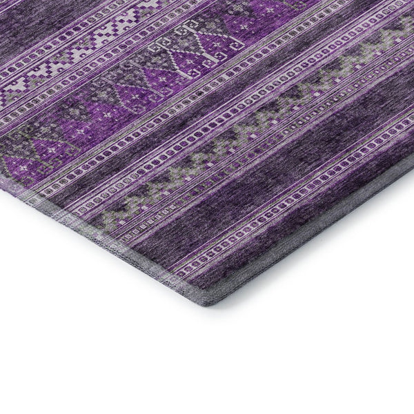 HomeRoots 8' Purple and Ivory Southwestern Washable Round Rug - UV Protected, Stain Resistant, Stylish Comfort 657440