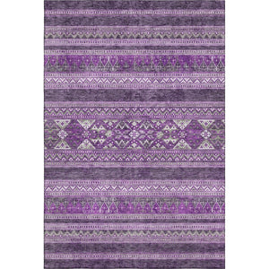 HomeRoots 9' X 12' Bold Purple & Ivory Southwestern Washable Area Rug with UV Protection for Homes & Decor 657442
