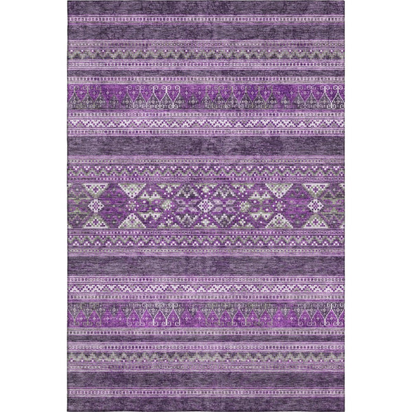 HomeRoots 9' X 12' Bold Purple & Ivory Southwestern Washable Area Rug with UV Protection for Homes & Decor 657442