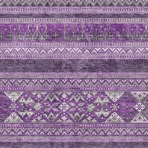 HomeRoots 9' X 12' Bold Purple & Ivory Southwestern Washable Area Rug with UV Protection for Homes & Decor 657442