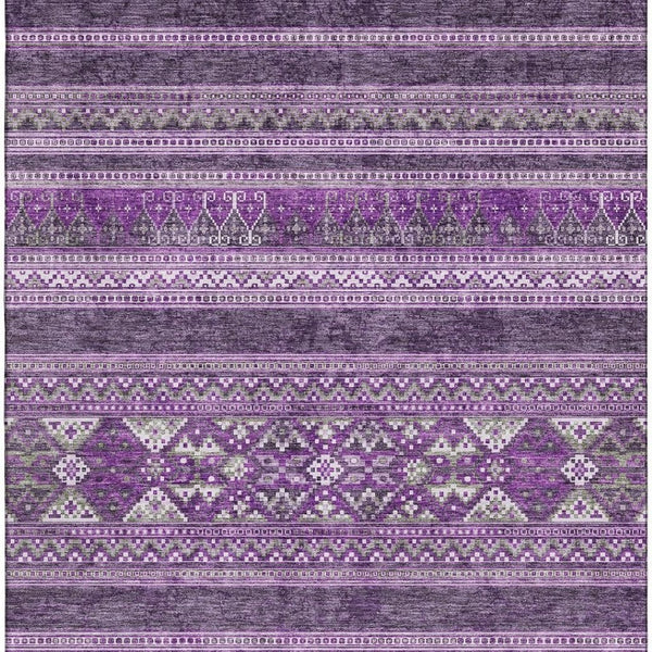 HomeRoots 9' X 12' Bold Purple & Ivory Southwestern Washable Area Rug with UV Protection for Homes & Decor 657442