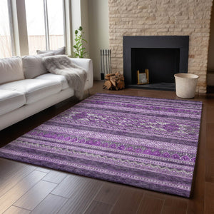 HomeRoots 10' Southwestern-Inspired Purple & Ivory Washable Area Rug with UV Protection for Busy Homes 657443