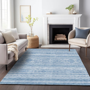 HomeRoots 8' X 10' Sky Blue Southwestern Area Rug - Washable, UV Protected, Durable & Family-Friendly Design 657447