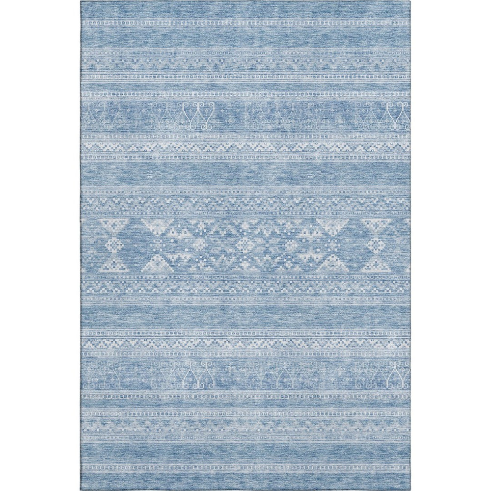 HomeRoots 10' X 14' Sky Blue & Ivory Southwestern Area Rug - Washable, UV Protected, Durable for High-Traffic Spaces 657449