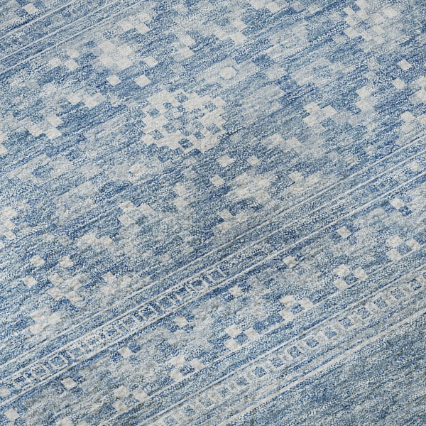 HomeRoots 10' X 14' Sky Blue & Ivory Southwestern Area Rug - Washable, UV Protected, Durable for High-Traffic Spaces 657449