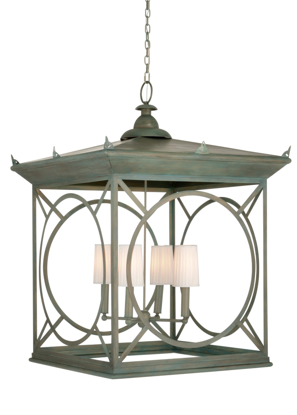 Wildwood Barlow Oversized Antique Moss Lantern — 43" Statement Pendant With Shaded Interior Light For Foyers 65745