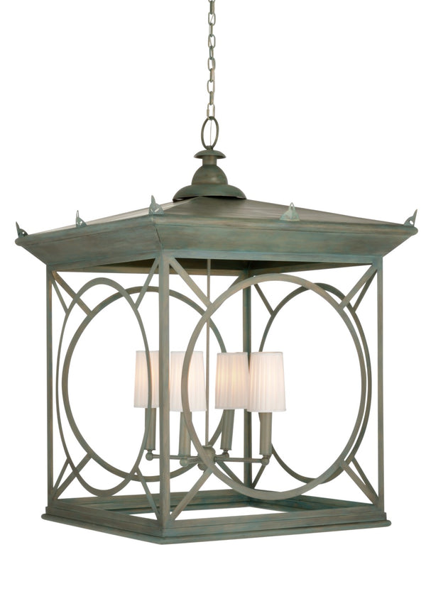 Wildwood Barlow Oversized Antique Moss Lantern — 43" Statement Pendant With Shaded Interior Light For Foyers 65745