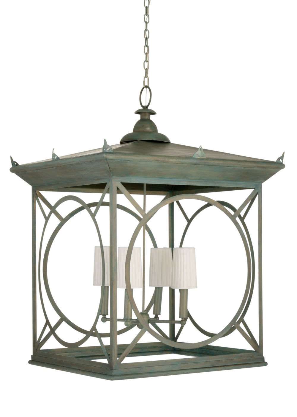 Wildwood Barlow Oversized Antique Moss Lantern — 43" Statement Pendant With Shaded Interior Light For Foyers 65745