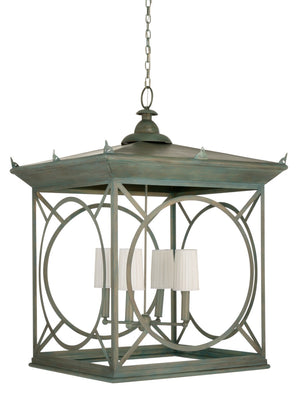 Wildwood Barlow Oversized Antique Moss Lantern — 43" Statement Pendant With Shaded Interior Light For Foyers 65745