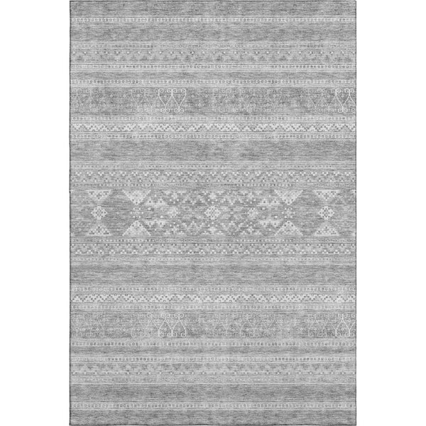 HomeRoots 8' X 10' Southwestern Washable Area Rug in Silver & Gray - Durable, Stain-Resistant, UV-Protected Design 657453