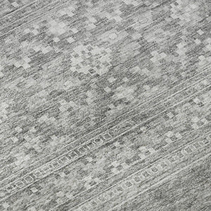 HomeRoots 8' X 10' Southwestern Washable Area Rug in Silver & Gray - Durable, Stain-Resistant, UV-Protected Design 657453