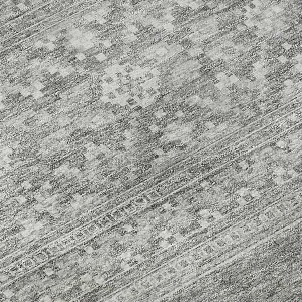 HomeRoots 8' X 10' Southwestern Washable Area Rug in Silver & Gray - Durable, Stain-Resistant, UV-Protected Design 657453
