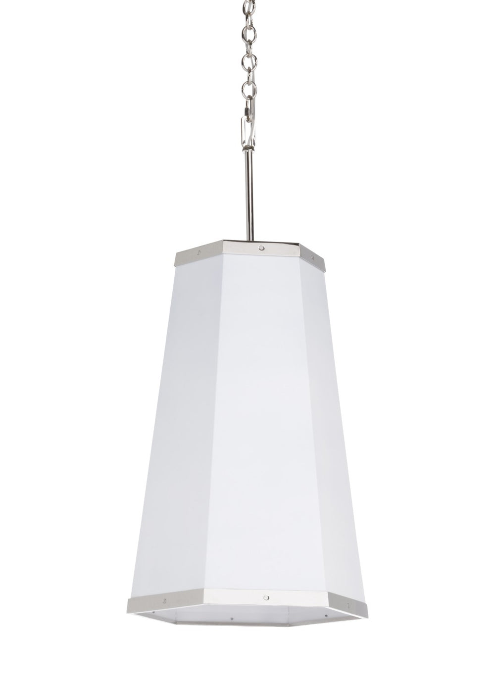 Wildwood High Street Hexagon Pendant: Elongated Polished Nickel Geometric Shade, Custom Benjamin Moore Colors, Adjustable Chain 65746