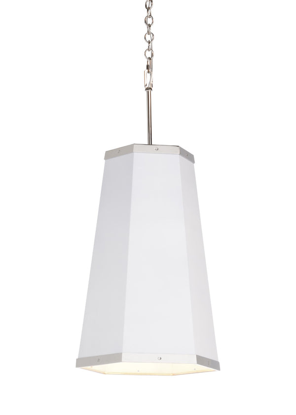 Wildwood High Street Hexagon Pendant: Elongated Polished Nickel Geometric Shade, Custom Benjamin Moore Colors, Adjustable Chain 65746