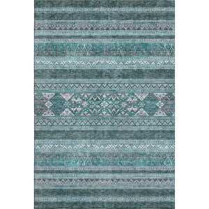 HomeRoots 9' X 12' Teal and Ivory Southwestern Area Rug - Washable, UV-Protected, Stain-Resistant & Stylish! 657460