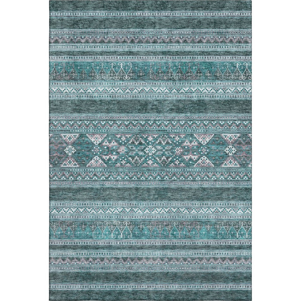 HomeRoots 9' X 12' Teal and Ivory Southwestern Area Rug - Washable, UV-Protected, Stain-Resistant & Stylish! 657460
