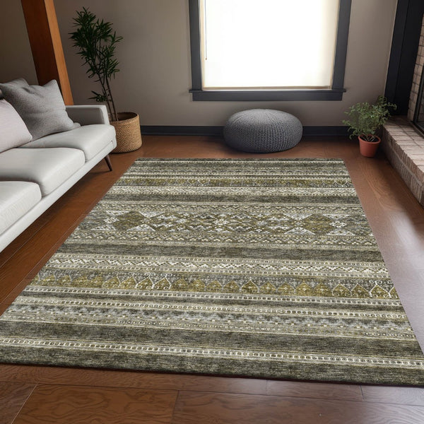 HomeRoots 5' X 8' Southwestern Washable Area Rug with UV Protection - Durable, Stylish, Stain-Resistant Design! 657463