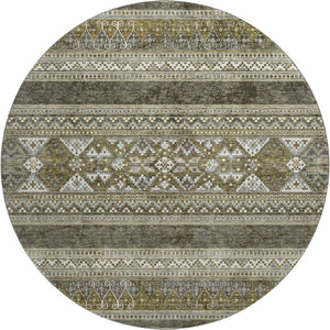 HomeRoots 8' Southwestern Round Rug in Taupe Beige & Ivory - Washable, UV Protected, Durable, Stylish Decor 657464