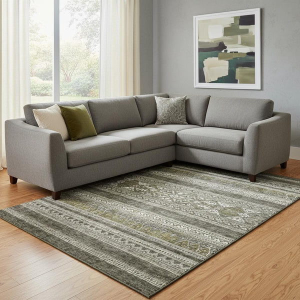 HomeRoots 8' X 10' Southwestern Area Rug in Taupe Beige & Ivory - Washable, UV-Protected & Durable Design 657465