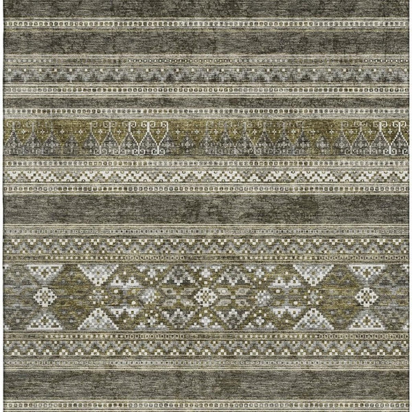 HomeRoots 9' X 12' Southwestern Washable Area Rug – Durable, UV-Protected, Stylish Taupe & Ivory Design 657466