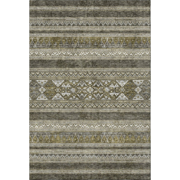 HomeRoots 9' X 12' Southwestern Washable Area Rug – Durable, UV-Protected, Stylish Taupe & Ivory Design 657466