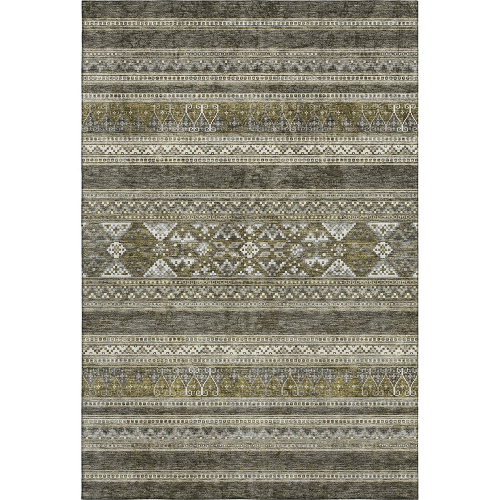HomeRoots 10' X 14' Taupe Beige & Ivory Southwestern Washable Area Rug with Stain Resistance & UV Protection 657467
