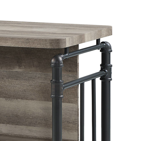 English Elm Edina Counter Height Table in Antique Oak & Sandy Gray Finish – Sturdy 35mm Top, 2 Shelves, 100lb Limit B2726P283822