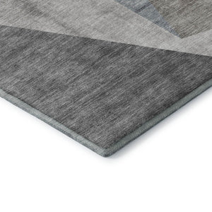 HomeRoots 8' Stylish Taupe Blue & Beige Geometric Washable Round Rug - UV Protected, Durable & Easy Care! 657470