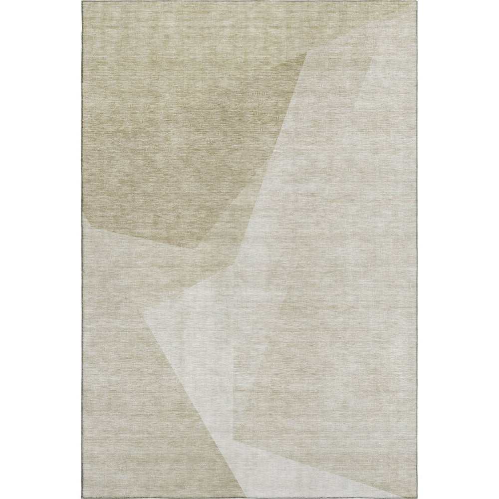 HomeRoots 10' X 14' Beige and Ivory Geometric Area Rug - Washable, UV Protected, Durable for Homes with Kids & Pets 657479