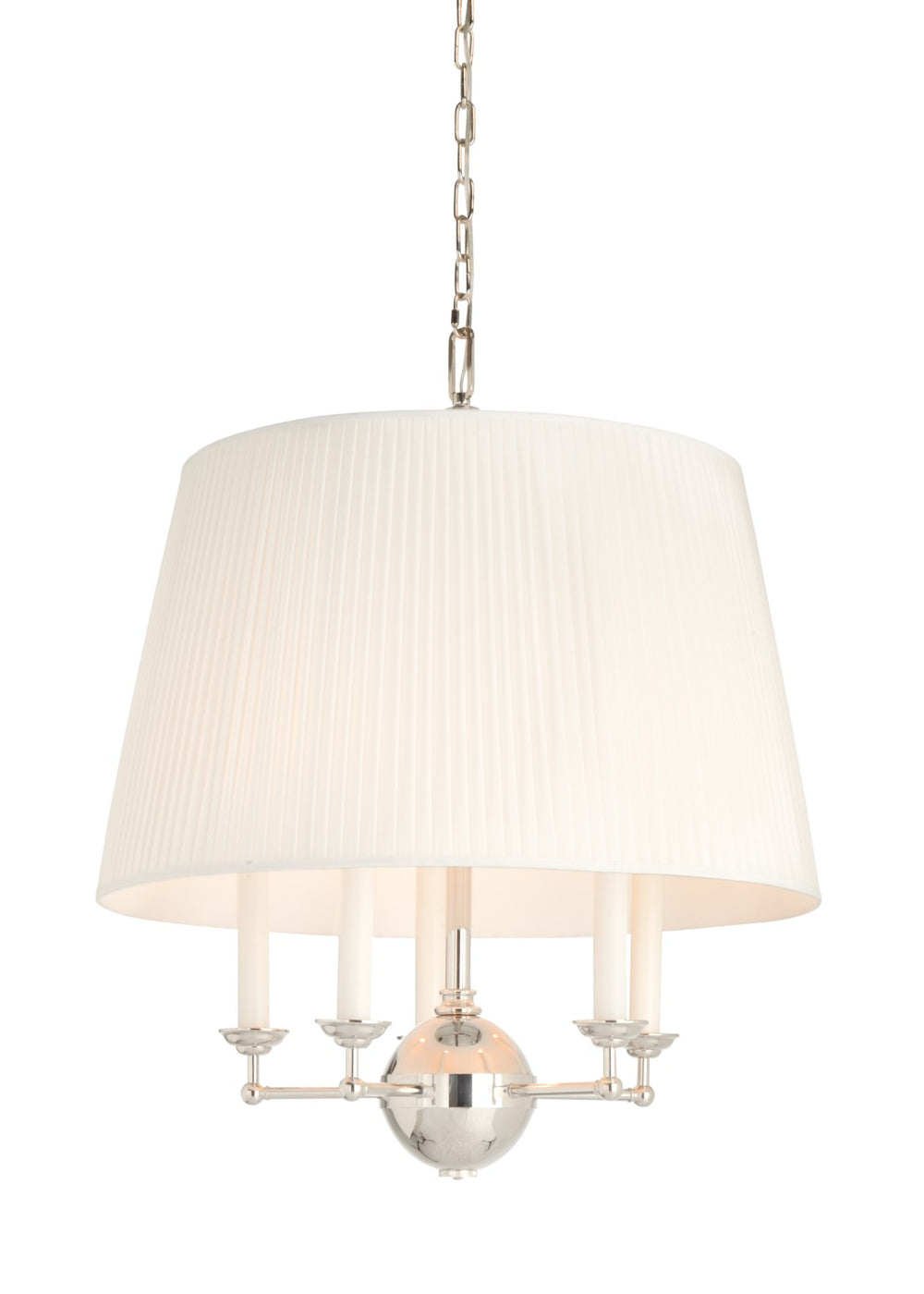 Wildwood Jermyn Small Chandelier — Polished Nickel & Off-White Silkette Shade, Geometric Elegance For Cozy Spaces 65748