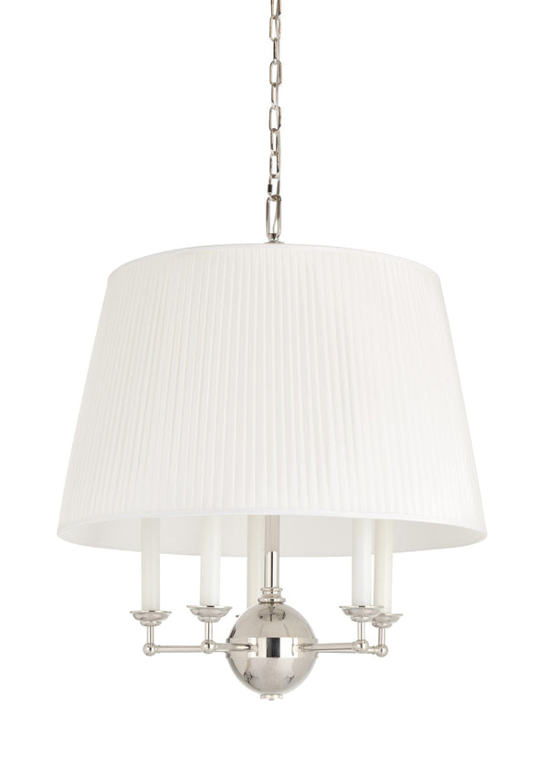 Wildwood Jermyn Small Chandelier — Polished Nickel & Off-White Silkette Shade, Geometric Elegance For Cozy Spaces 65748