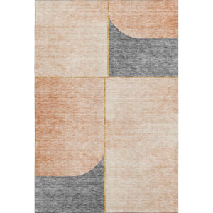 HomeRoots 10' Coral Gray & Gold Geometric Area Rug - Washable, UV Protected, Stain Resistant for Modern Spaces 657497