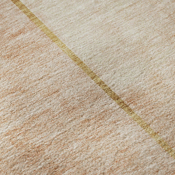 HomeRoots 10' Coral Gray & Gold Geometric Area Rug - Washable, UV Protected, Stain Resistant for Modern Spaces 657497