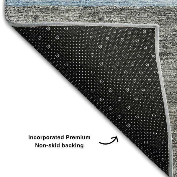 HomeRoots 8' X 10' Sky Blue and Gray Geometric Area Rug – Washable, UV-Protected, Durable for High-Traffic Spaces 657501