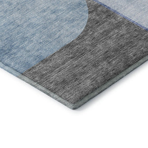 HomeRoots 8' X 10' Sky Blue and Gray Geometric Area Rug – Washable, UV-Protected, Durable for High-Traffic Spaces 657501