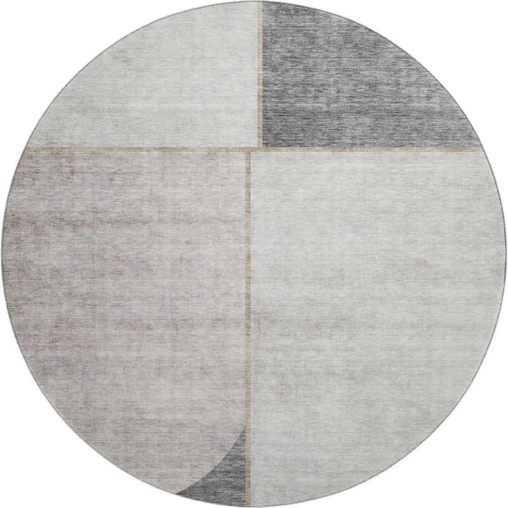 HomeRoots 8' Taupe and Gray Washable Round Rug with UV Protection - Durable, Family-Friendly, Modern Design 657506