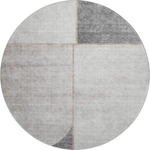 HomeRoots 8' Taupe and Gray Washable Round Rug with UV Protection - Durable, Family-Friendly, Modern Design 657506