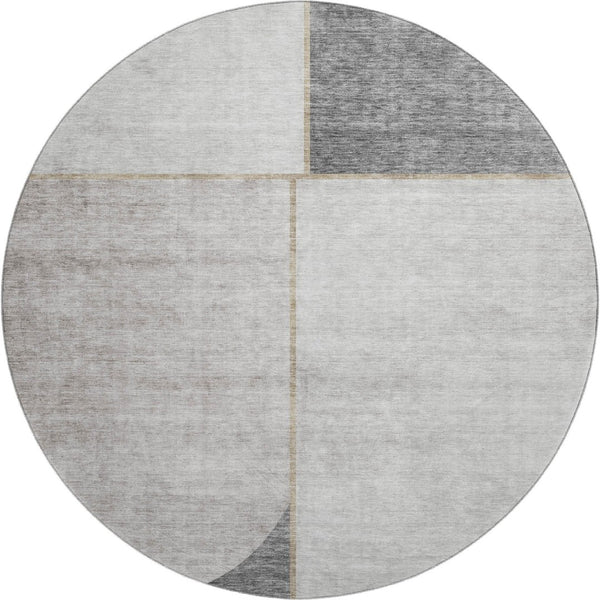 HomeRoots 8' Taupe and Gray Washable Round Rug with UV Protection - Durable, Family-Friendly, Modern Design 657506