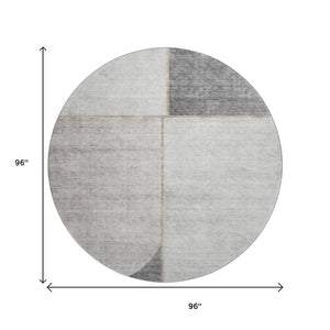 HomeRoots 8' Taupe and Gray Washable Round Rug with UV Protection - Durable, Family-Friendly, Modern Design 657506